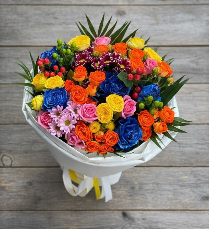 Букет цветов из: Розы и Хризантемы в Нижнезольском