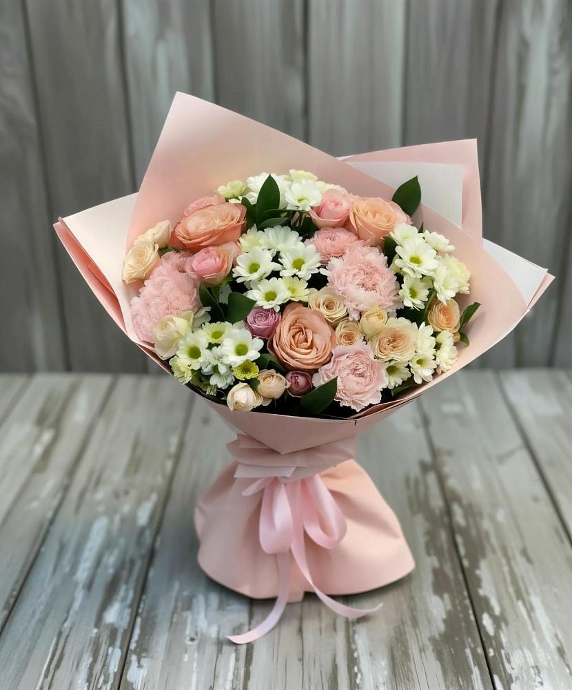 Букет цветов из: Гвоздики, Розы и Хризантемы в Нижнезольском