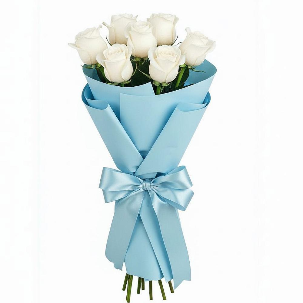 Букет 7 белых роз Проуд в Нижнезольском
