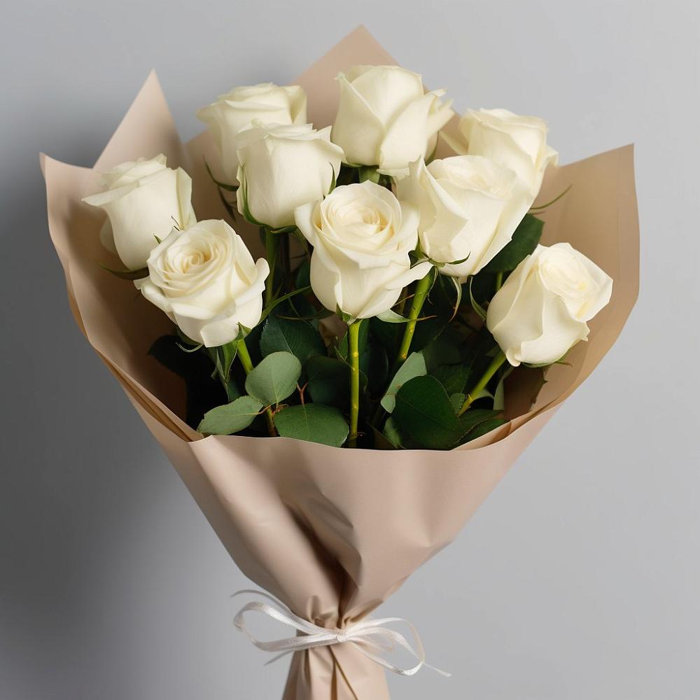 Букет 9 Белых роз Эдлесс Лав в Нижнезольском