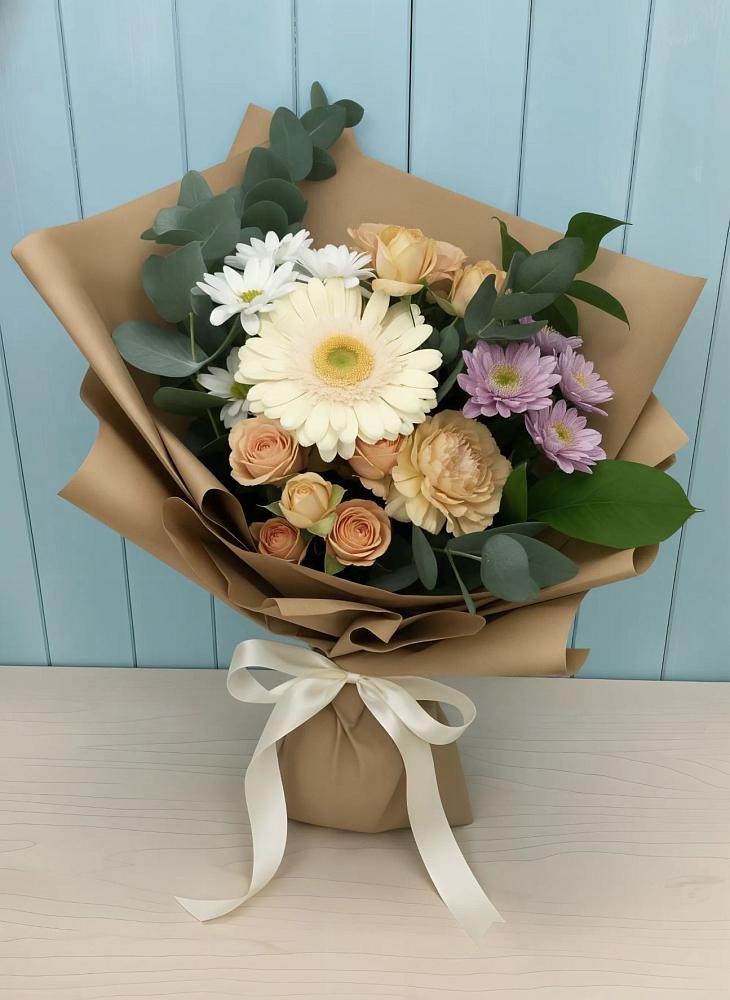 Букет цветов из: Герберы и Хризантемы в Нижнезольском