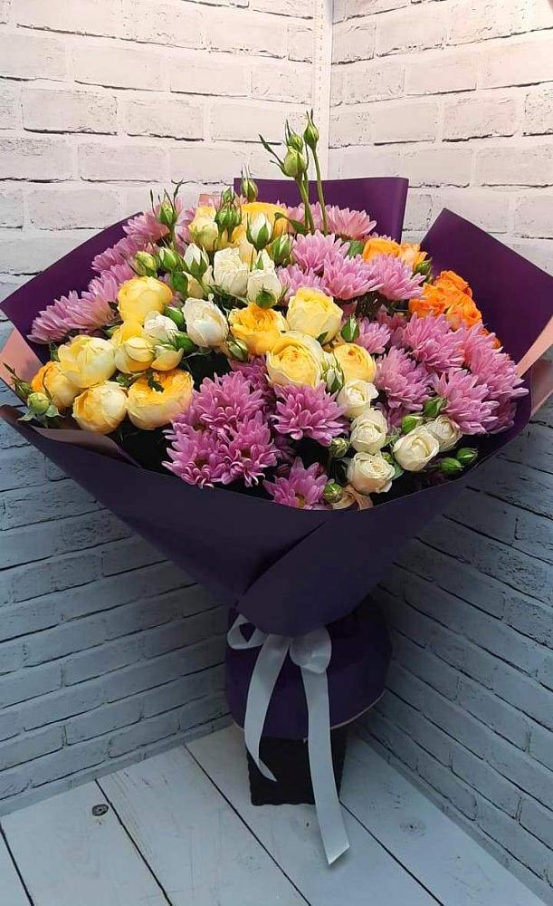 Букет цветов из: Хризантемы и Розы в Нижнезольском