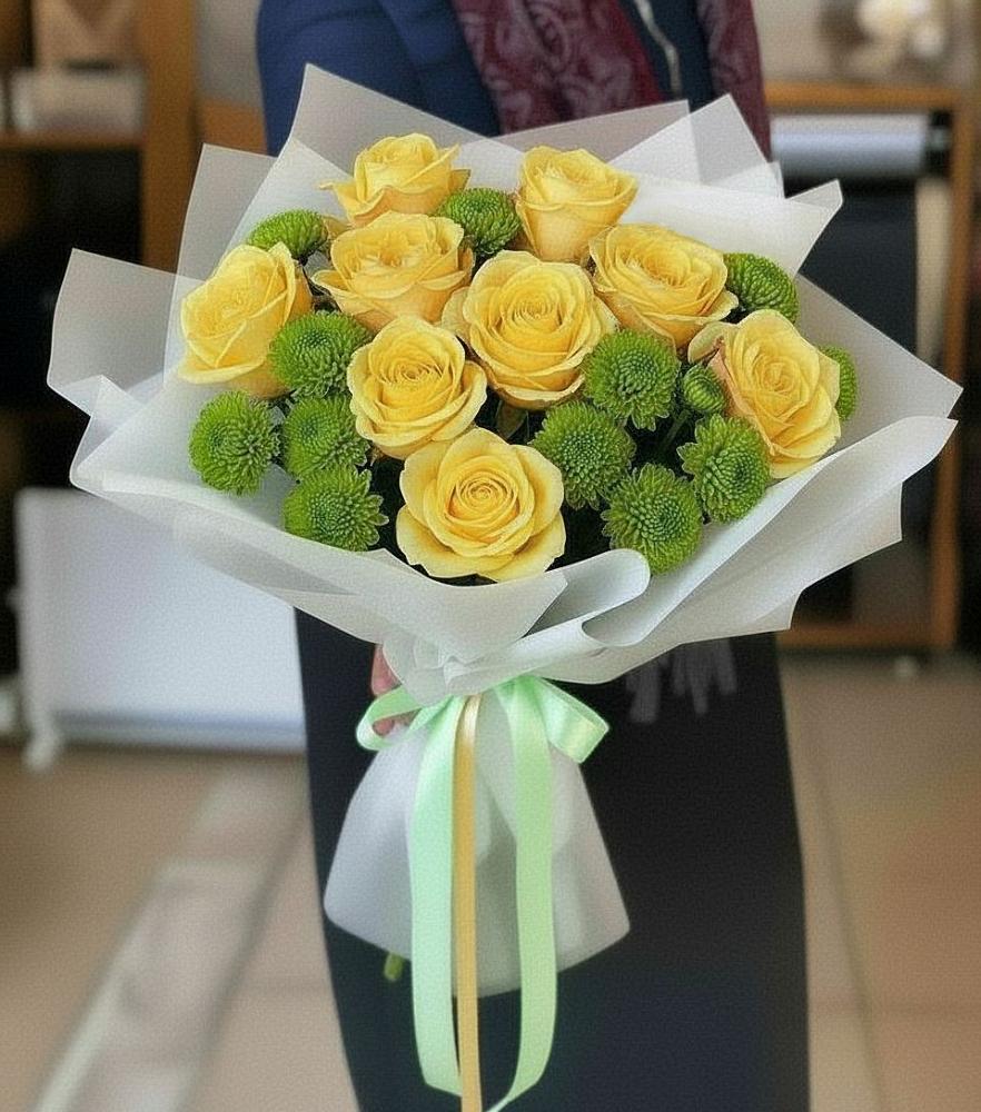 Букет цветов из: Хризантемы и Розы в Нижнезольском