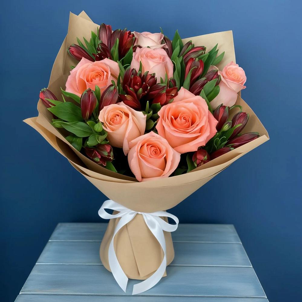 Букет цветов из: Розы и Альстромерии в Нижнезольском