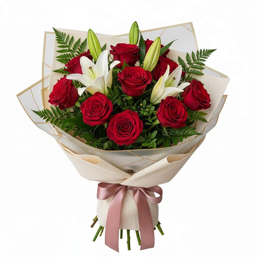 Букет цветов из: Лилии и Розы в Нижнезольском