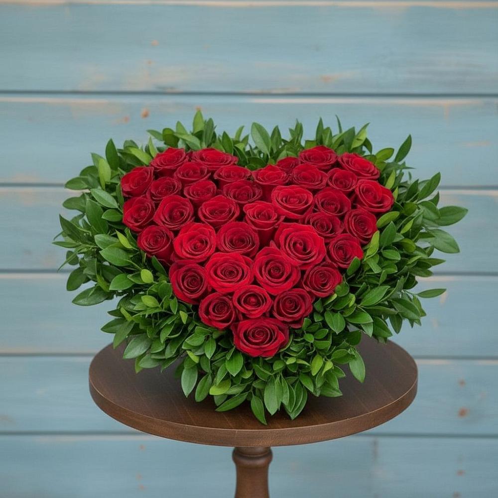 Цветочная композиция из Розы в виде сердца в Нижнезольском