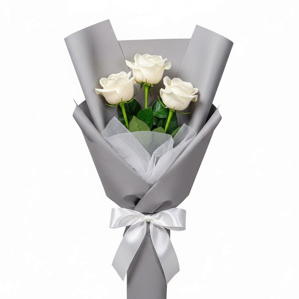 Букет 3 белые розы в Нижнезольском
