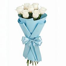 Букет 7 белых роз Проуд в Нижнезольском