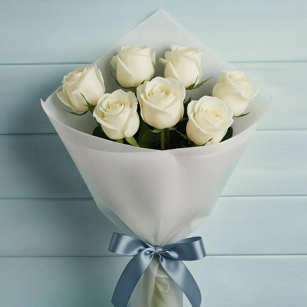 Букет 7 Белых роз Эдлесс Лав в Нижнезольском